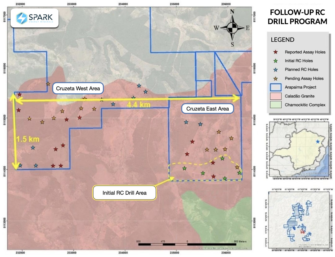 Cruzeta target map showing the eastern and western target areas and Spark's interpreted July 2026 mineralized footprint